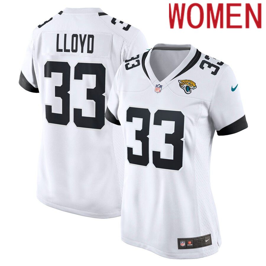 Women Jacksonville Jaguars 33 Devin Lloyd Nike White Away Game Player NFL Jersey